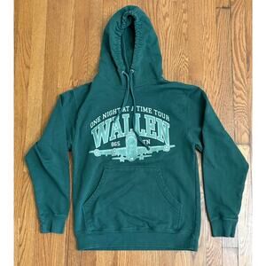Morgan Wallen One Night at a Time Green Concert Hoodie Sweatshirt Size Small EUC